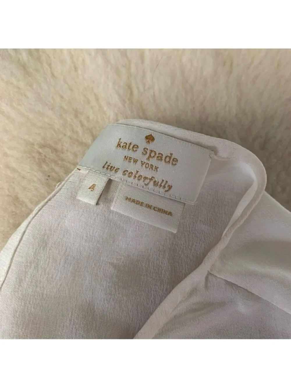 Kate Spade White Pleated Ruffle Silk Sleeveless Blouse 4